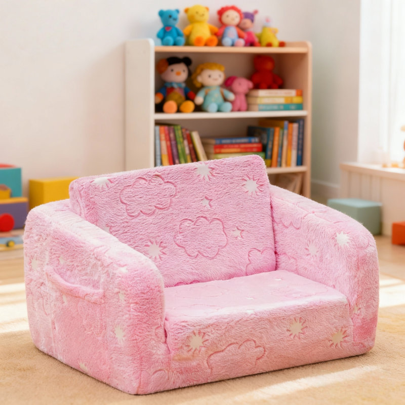 Boneless Compression Foldable Chair, Glow In The Dark Sofa For Playroom, 2-In-1 Soft Couch Fold Out, Convertible Foam And Floor Cushion For Bedroom