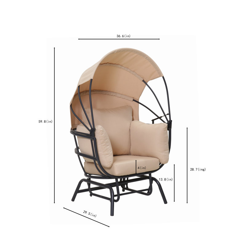 Fauteuil d'extérieur avec coussins et auvent rétractable