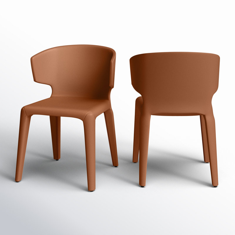 Saddle Faux Leather Upholstered Side Chair with Metal Legs