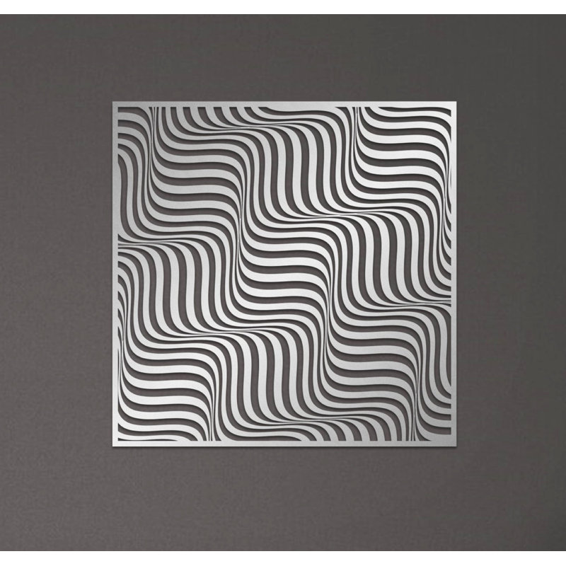 Metal Abstract Wall Hanging Décor, Infinite Waves Contemporary Art Deco for New Home or Office Gift, Shiny Silver