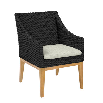 Frances Teak Patio Dining Chair with Cushion (Set of 2)