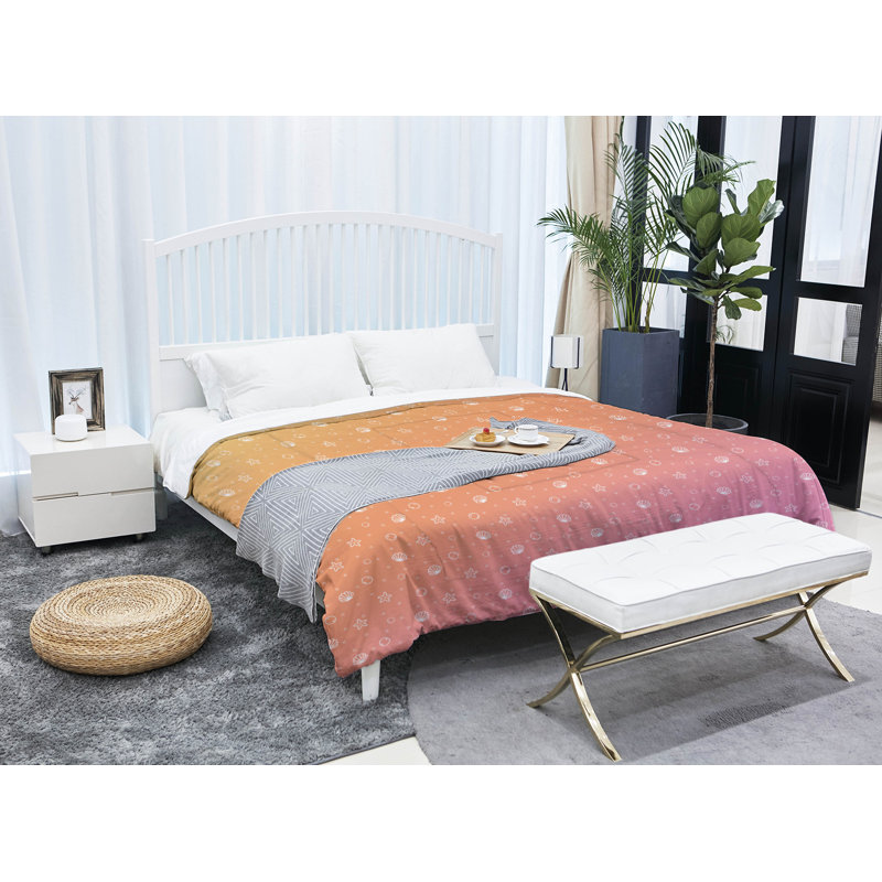 Édredon réversible simple Katelyn Elizabeth Seashell, Édredon simple TG, Rose / Orange