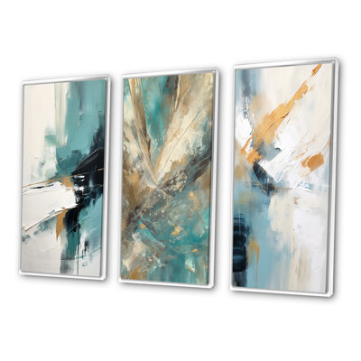 «Blissful Solitude Abstract In Vintage Blue II», 3 pièces sur toile