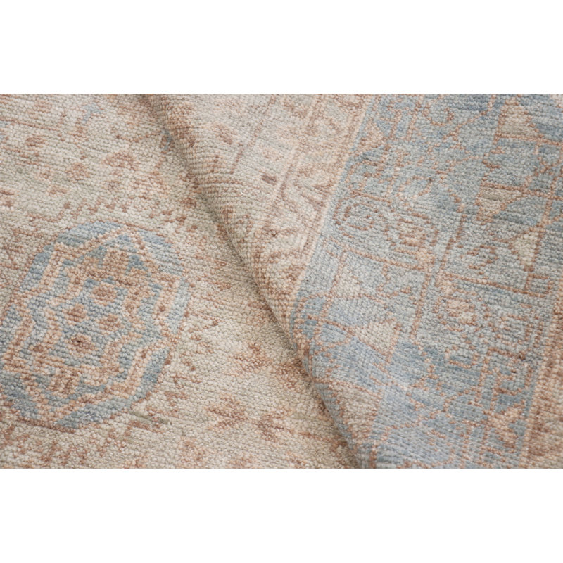 Oushak Rust/L. Blue Wool Area Rug, Rectangle 12' x 14'11"