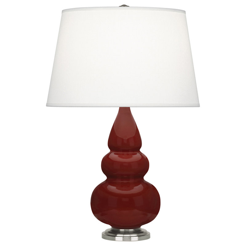 Small Triple Gourd Ceramic Table Lamp, Ash/Antique Silver, Antique Silver