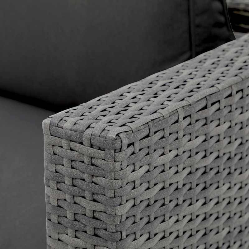 Ensemble de conversation d'extérieur pour 5 personnes avec coussins Caydin, Structure grise / coussin gris foncé