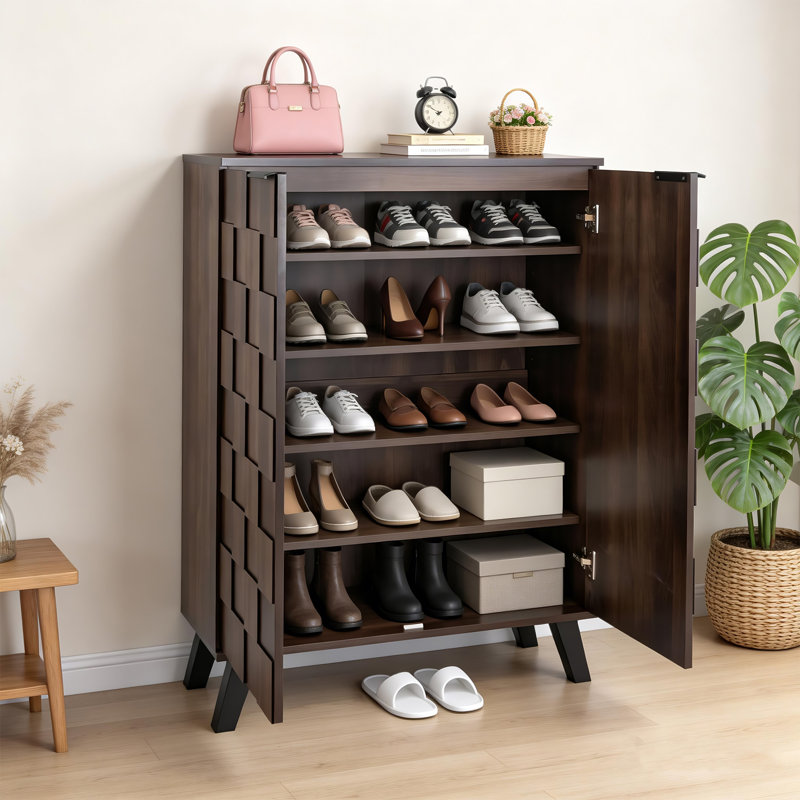 15 Pair Shoe Storage Cabinet, Deep Brown