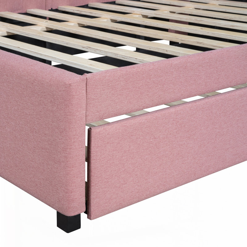 Lit de jour rembourré avec couchette, Double, Rose