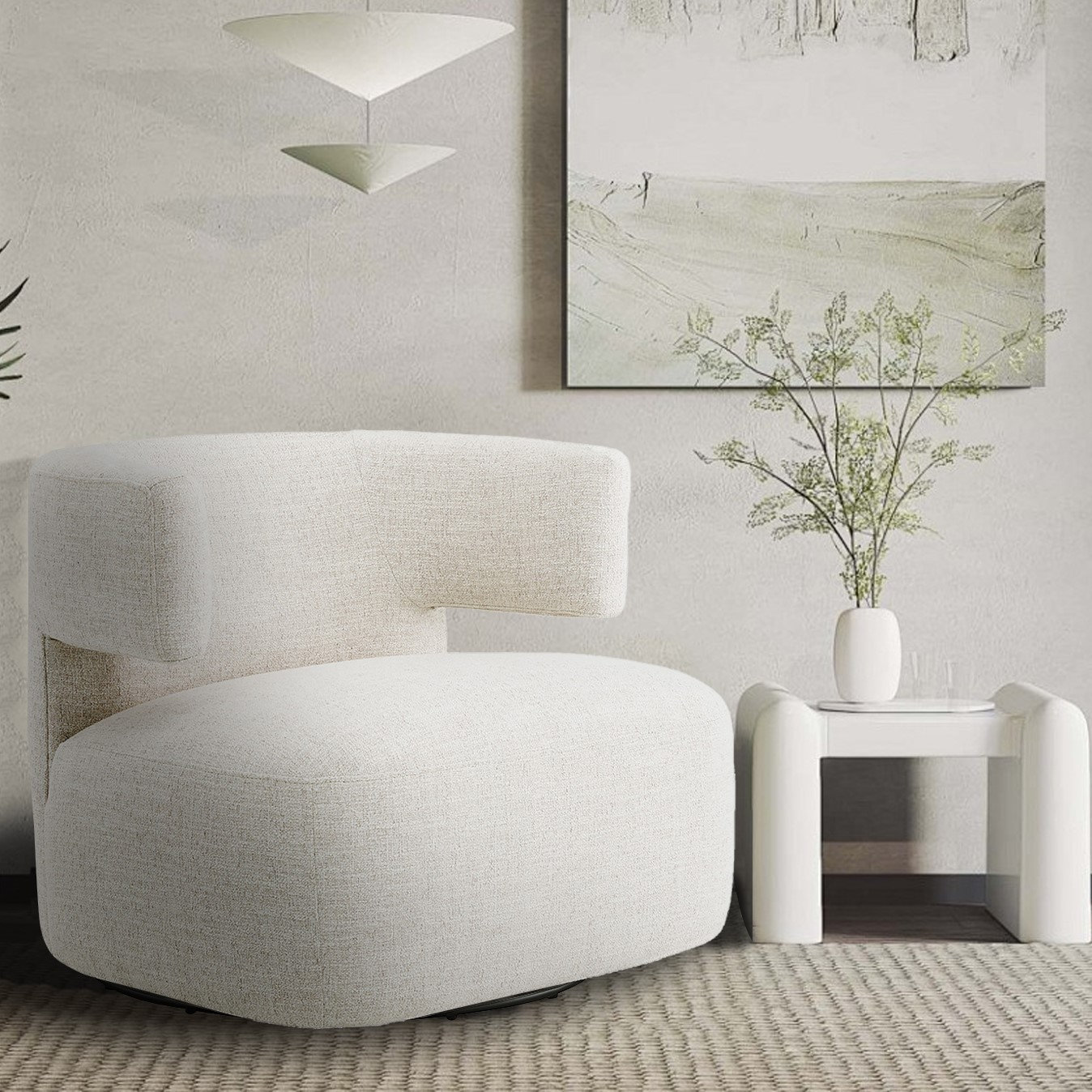 Bascom Swivel Barrel Chair, Nathan Wheat Performance Tweed