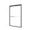 Porte de douche coulissante double semi-sans cadre H 44 po à l 72 po x H 72 po, porte de douche à dérivation, porte en verre trempé épais de 1/4 po (6 mm), noir mat