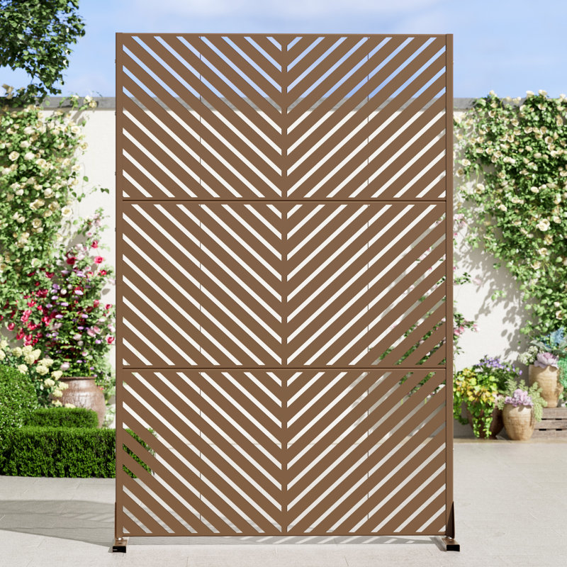 Faye 72''H Metal Privacy Screen, Brown