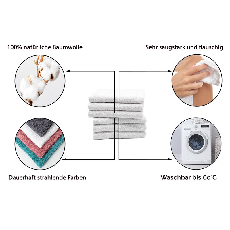 Midweight Hand Towel, White