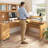 Paelynn 72” L-Shaped Sit to Stand Desk with Hutch, Adjustable Height, Storage, Modern Wood, Maple Cross-1695180269
