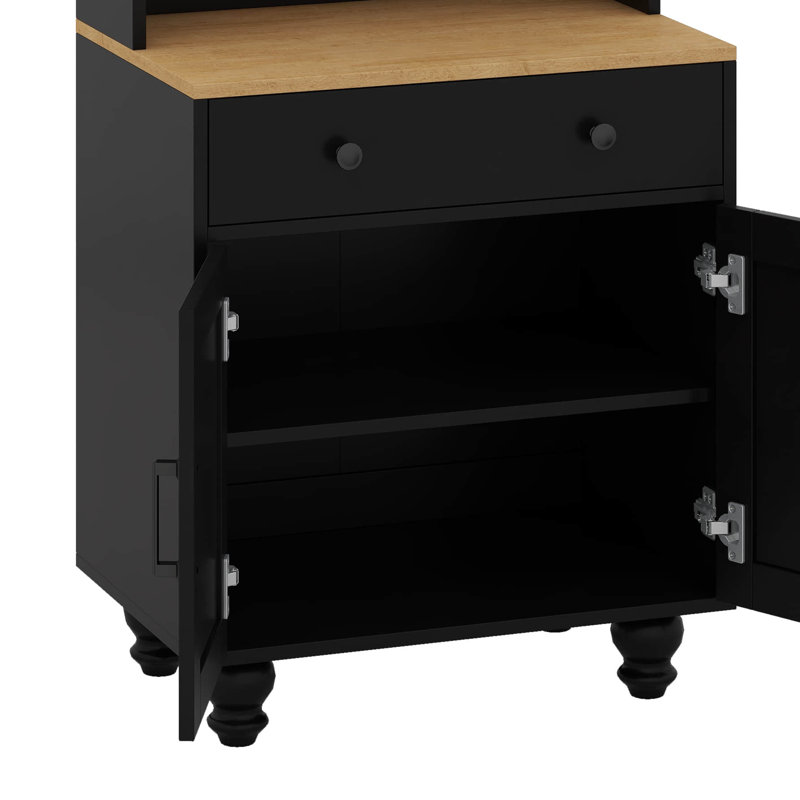 5-Tier Bookshelf, Tall Bookcase With 2 Doors And 1 Drawer, Adjustable Shelf, Black