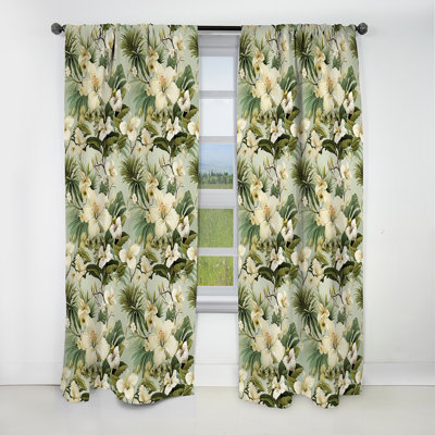 Zen Tropics Tropical Pattern - Floral Curtain - Blackout Floral Curtain - 1 Panels
