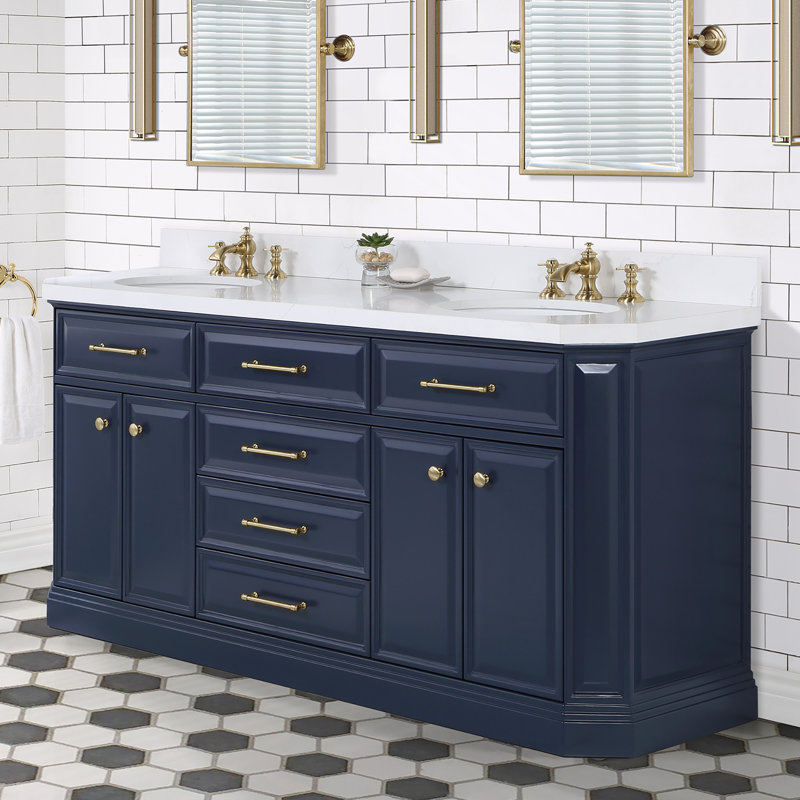 Palace 72'' W Double Vanity, Monarch Blue, Satin Brass