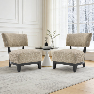 2-Pieces Subtle Abstract Textured Fabric Accent Chair