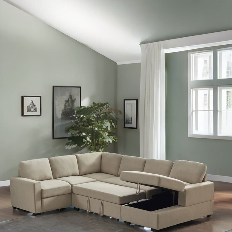 Canapé modulaire 4 pièces Calliegh, Lin beige