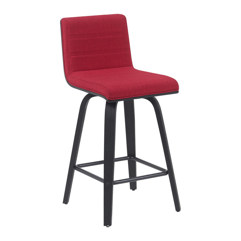 Tabouret de bar ou de bar avec siège rembourré et structure en bois Fowey Biance, Noir, Rouge