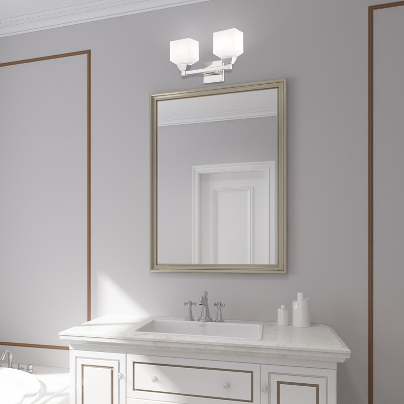 Éclairage pour salle de bain à intensité variable 2 lumières Billington, Chrome poli, Opale satinée blanche