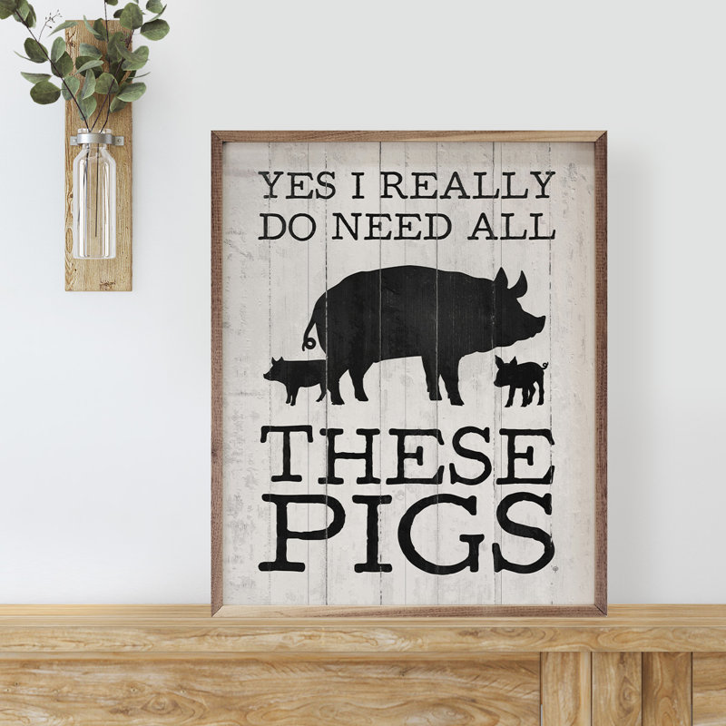 Tous ces cochons - noir, Blanc / noir, H 20 po x l 16 po