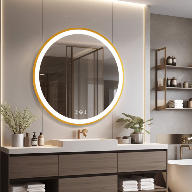 Miroir de salle de bain mural avec miroir à maquillage, 24 po x 24 po