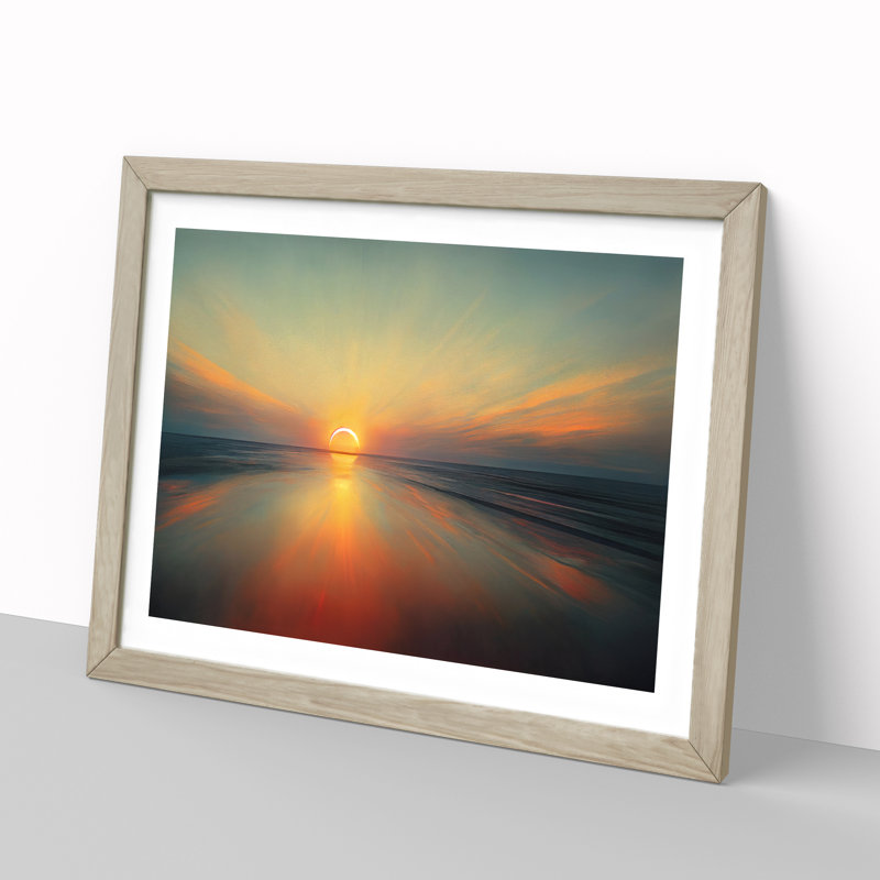 Serene Sunrise - Framed Print, 46cm H x 64cm W x 2cm D, Oak