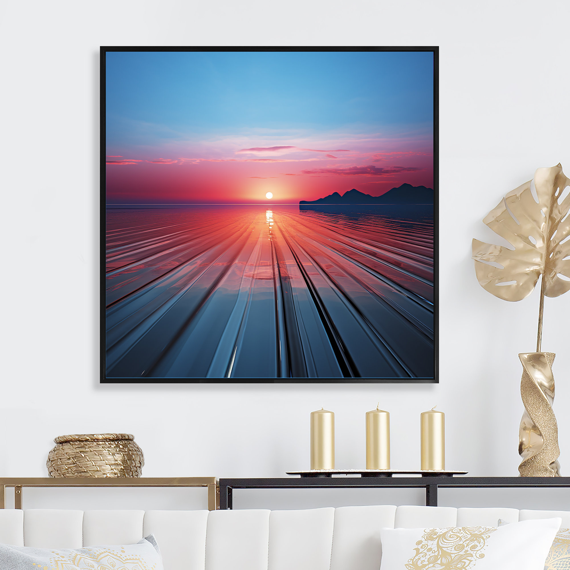 Highland Dunes Sunset Beach Horizon Hue - Rainbow Canvas Wall Art ...