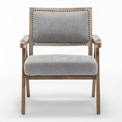 Nordic-Style Solid Wood Cotton-Linen Accent Single Chair
