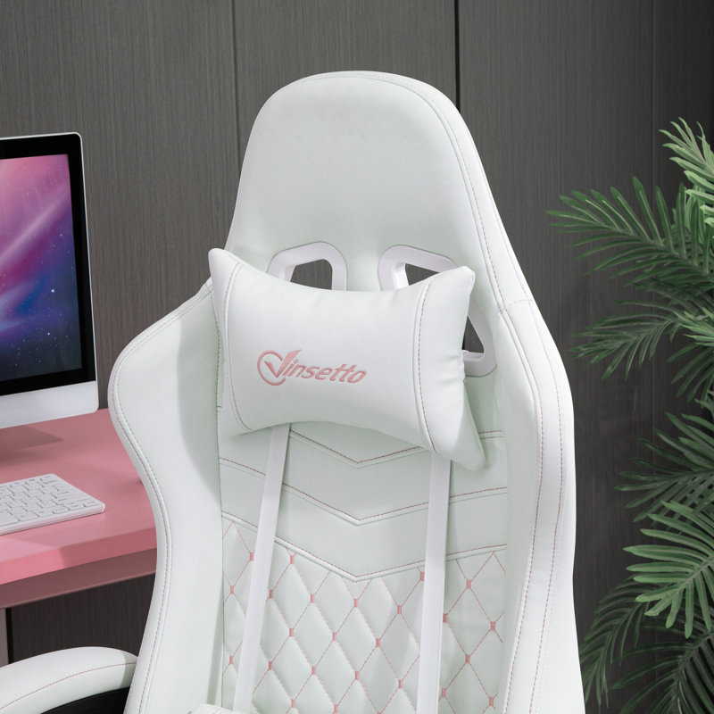 High Back PU Leather Gaming Chair, Racing Computer Chair With Swivel Wheels, Retractable Footrest, Headrest, Lumbar Support, And Armrest