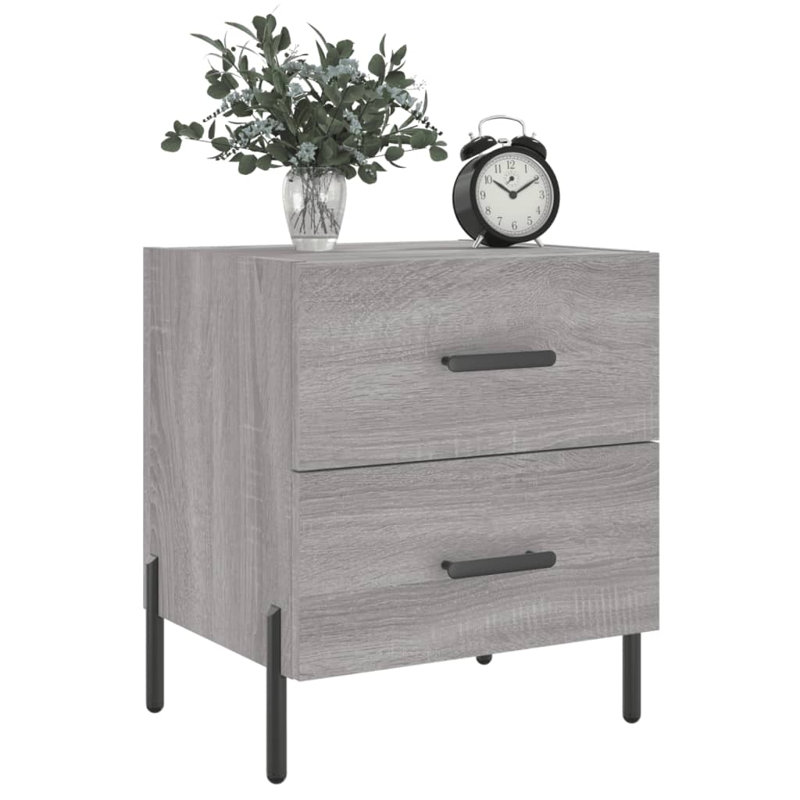 40cm W Iron Bedside Table, Grey Sonoma, Set of 2