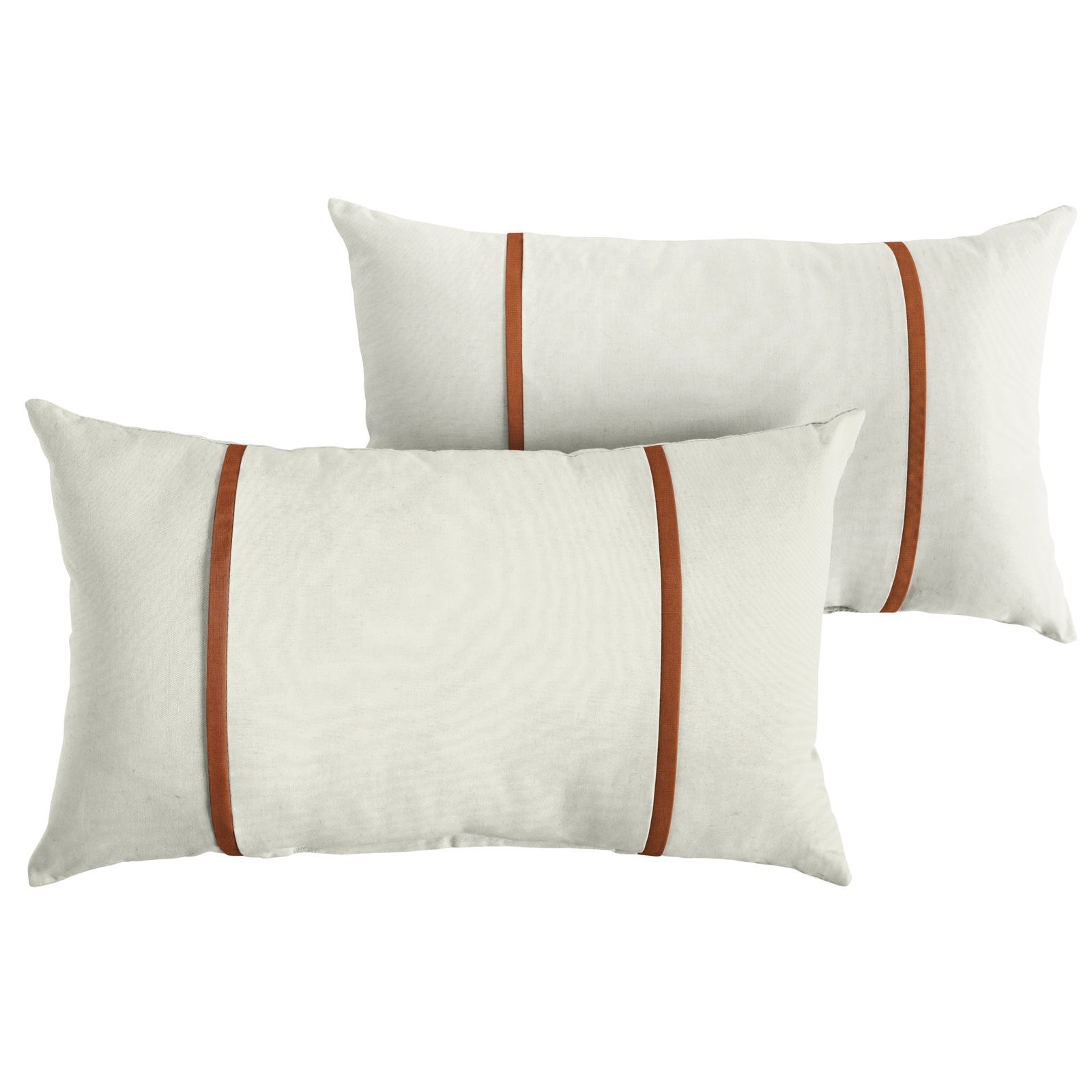 Furston Lumbar Throw Pillow, White/Rust, 13" x 20"