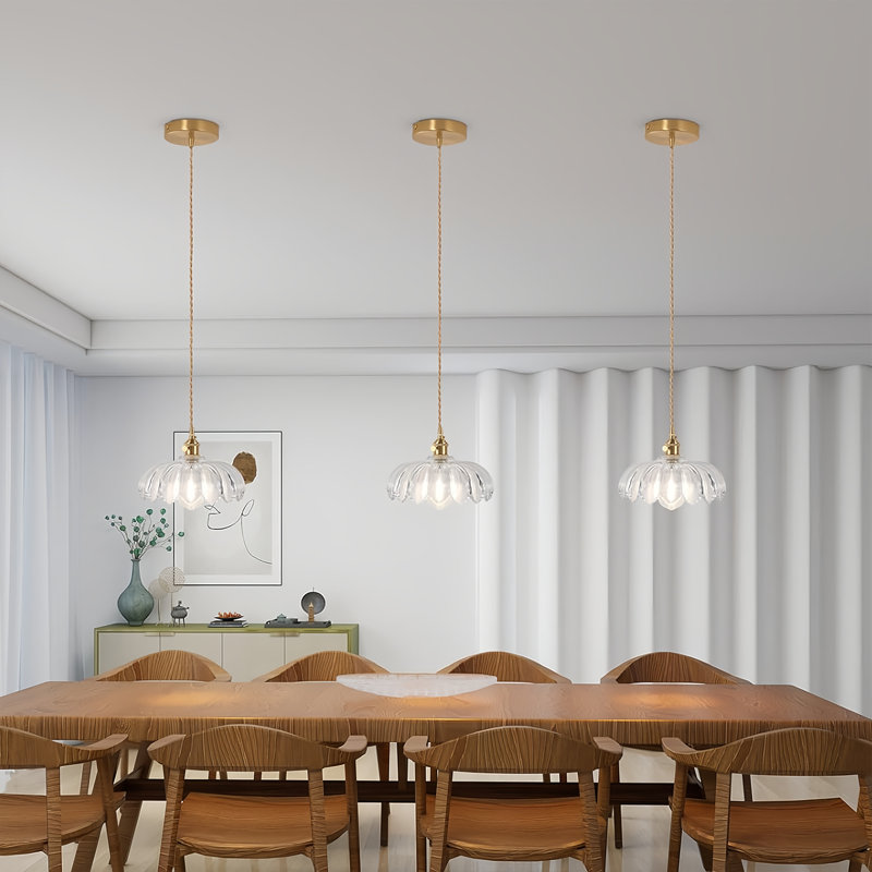 1-Light Clear Glass Adjustable Pendant Light