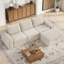 Canapé modulaire Boneless de 106,7 po avec siège profond, canapé rembourré en forme de L pour le salon, canapé moderne à 3 places sans os avec repose-pieds mobile, housse amovible, aucun assemblage requis-1040712850
