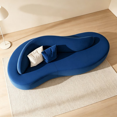 Modern Simple Blue Upholstered Suede sofa