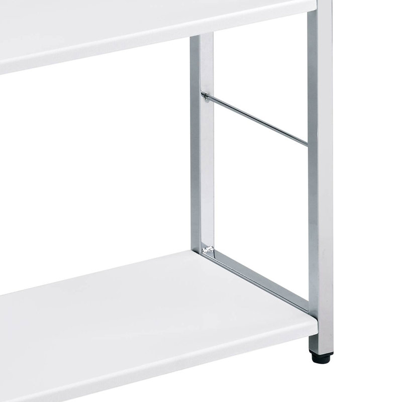 Chrome 4-Tier Rectangular Bookshelf, White/Silver
