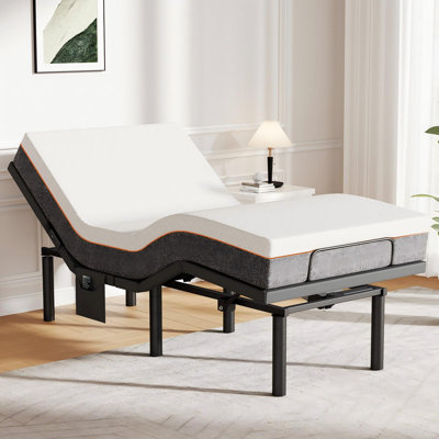 Base de lit réglable avec massage Iduna, base réglable sans fil à distance sans gravité et modes anti-ronflement sous le lit, 4 ports USB
