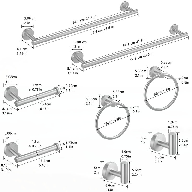 Towel Rack, Brushed Nickel