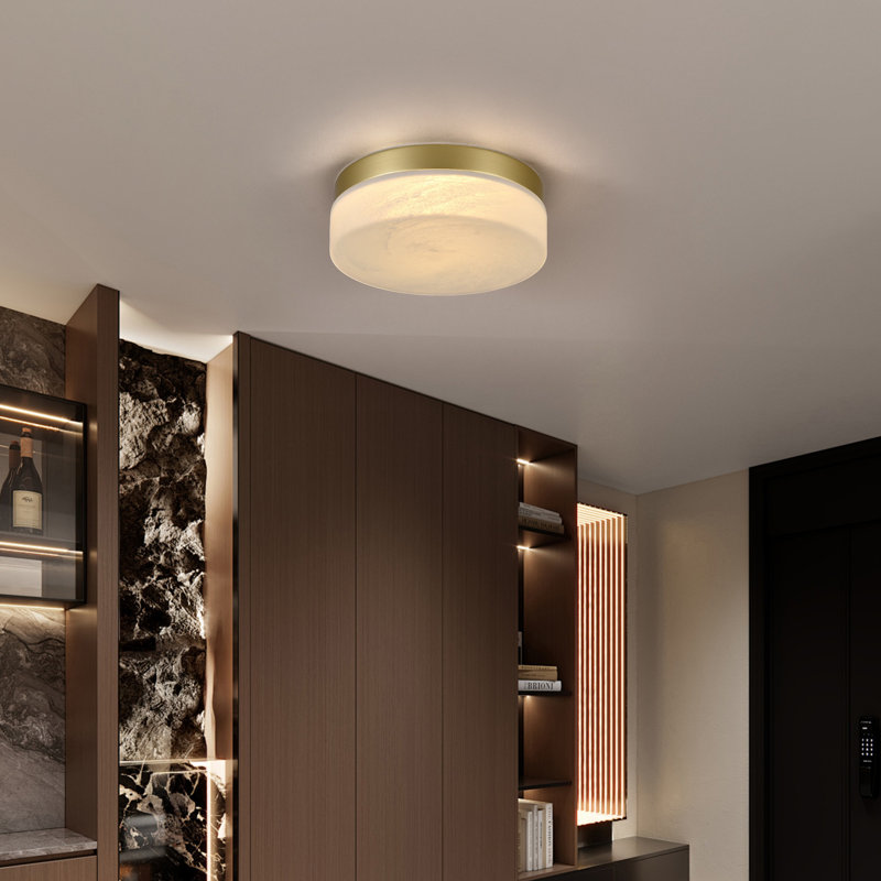 12in Round LED Lights Fixtures 5CCT 3000K-6500K Dimmable Flush Mount Ceiling Light Fixture, Gold, Texture white