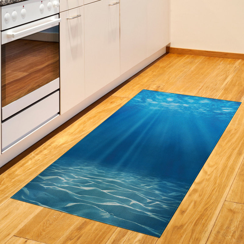 Tapis décoratif à longues fibres en polyester Ocean, Rectangle 2 pi 7 po x 5 pi