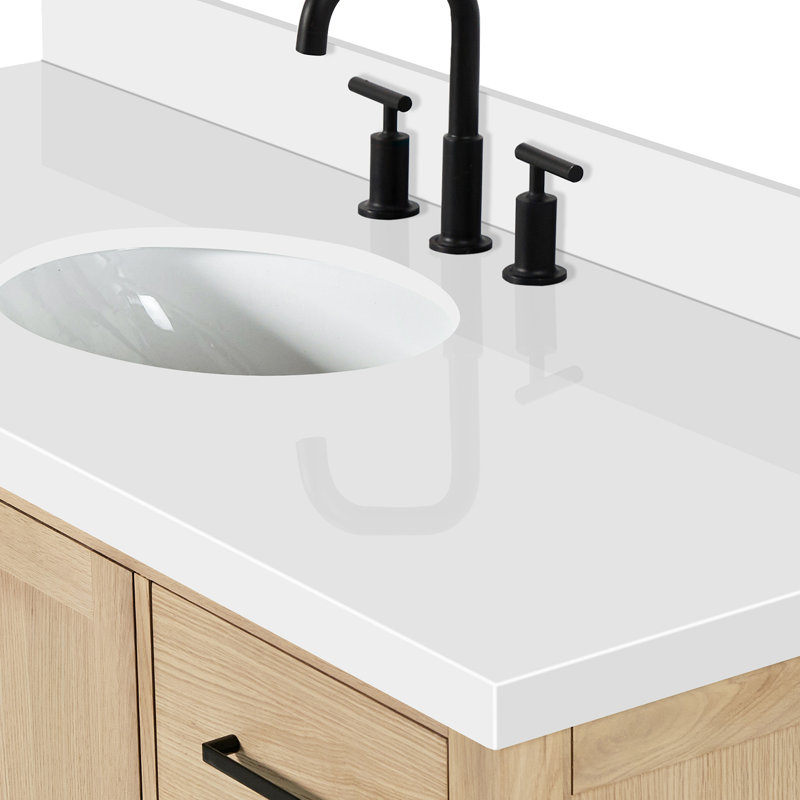 Ensemble de meuble-lavabo simple 55 po Cambridge, Chêne / noir mat, Ovale