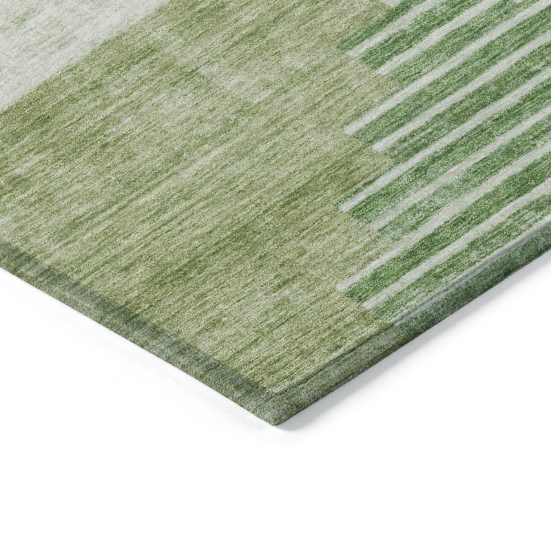 Tapis de sauge Xhevrie intérieur / extérieur lavable à la machine, Rectangle 1 pi 8 po x 2 pi 6 po