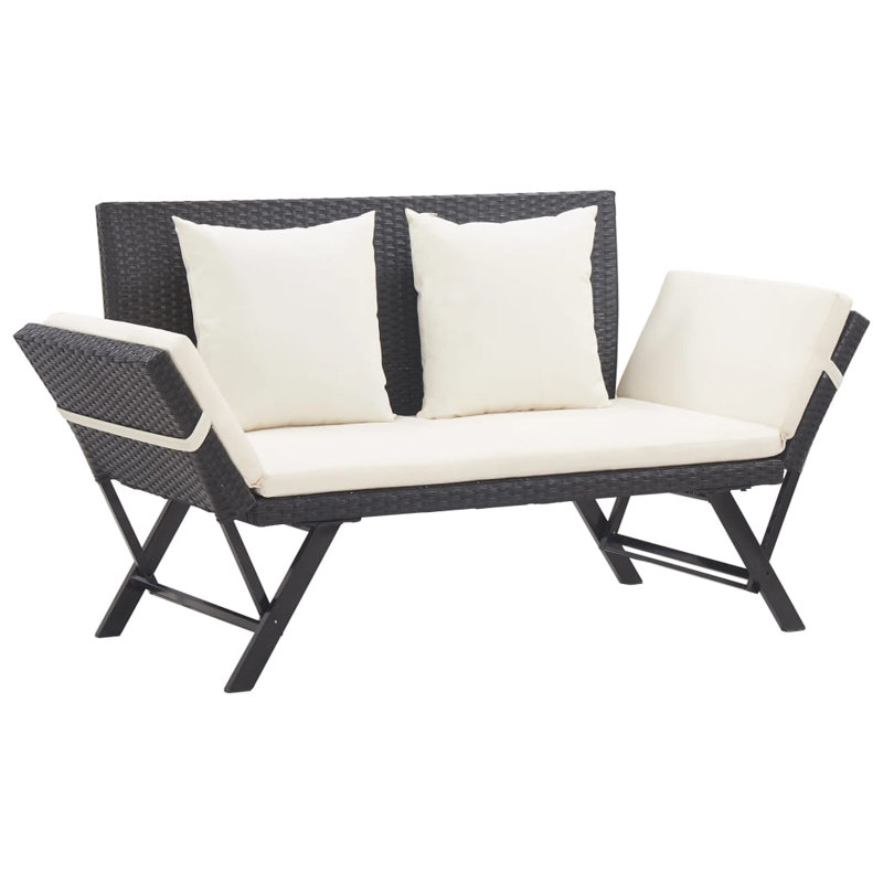Eltje Steel Garden Bench, Black and white