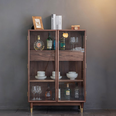 Nut-brown Solid Wood+Tempered Glass Display Cases