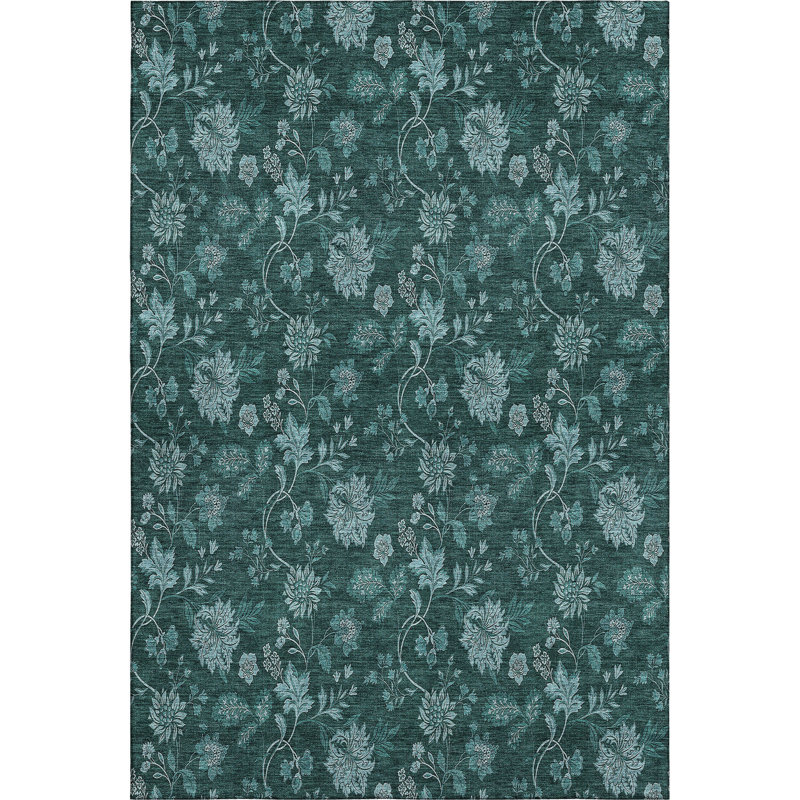 Premium Machine Washable Prisco Teal Rug, Rectangle 2'6" x 3'10"