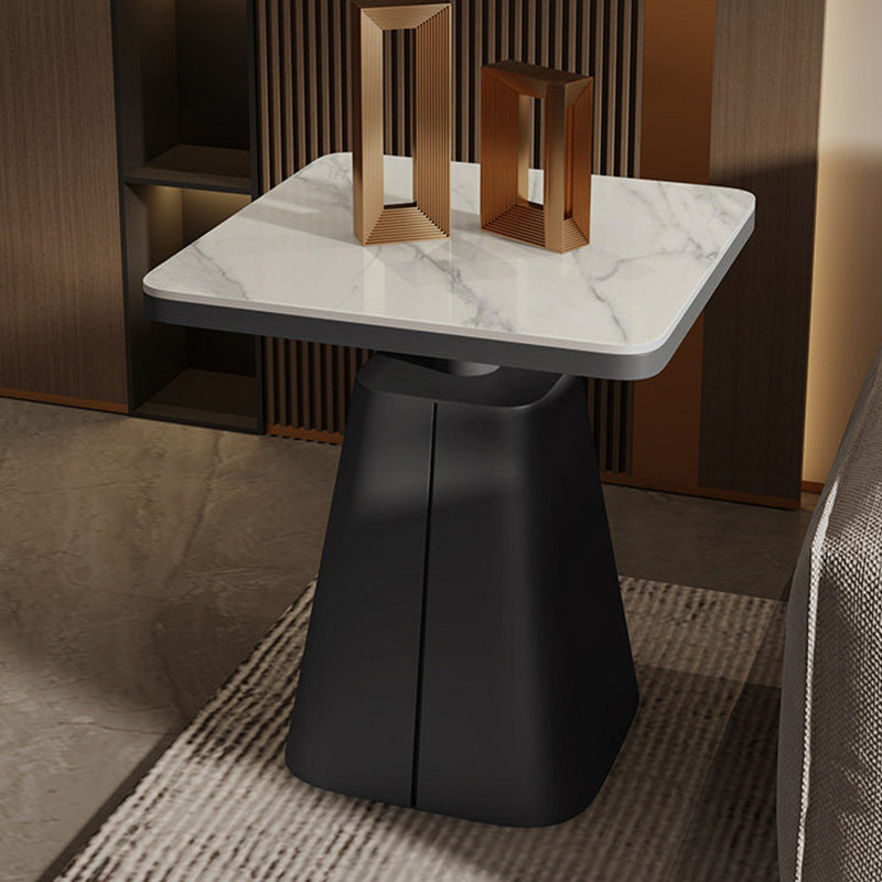 Ensemble de tables basses de salon haut de gamme, H 17,71 po x L 51,18 po x l 27,55 po, Blanc / gris clair, Noir