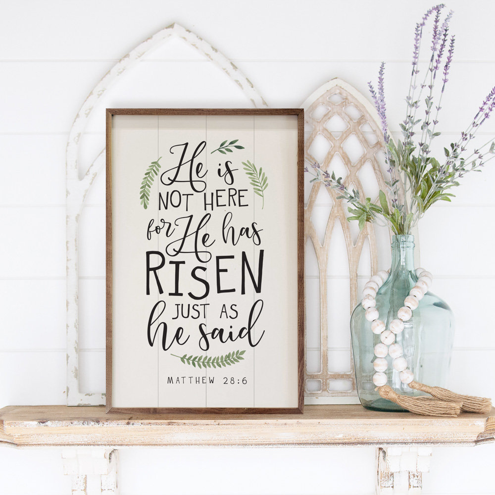 He Has Risen Matthew 28 6 Greenery White Trinx 
