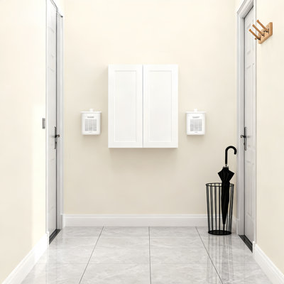 Solid Wood Wall Cabinet With Soft-Close Doors And Adjustable Shelves For Versatile Storage In Kitchen, Bathroom, Laundry, And Garage