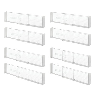 iDesign Plastic Adjustable Deep Drawer Dividers - Set of 8 - Clear