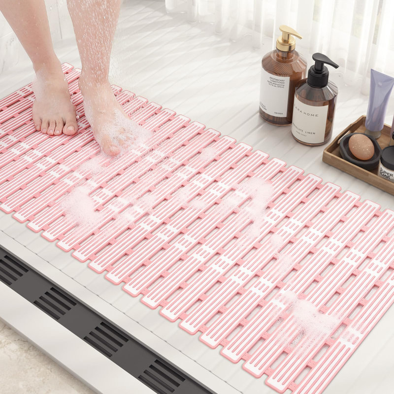 Winon Non-Slip Bath Rug, Pink, 16''W x 36''L